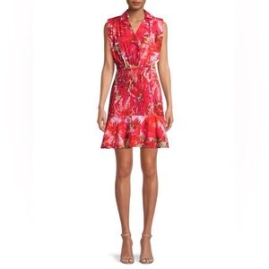 Milly | Women's Colorful Nora Brushstroke Floral Feminine Poplin Dress Size 8